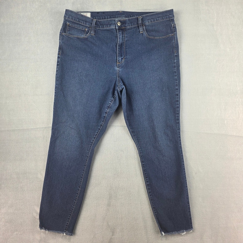 Gap Denim High Rise Jegging Dark Wash Raw Hem Jeans‎ 34 / 18R Regular